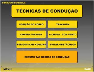 Menu Técnicas de Condução